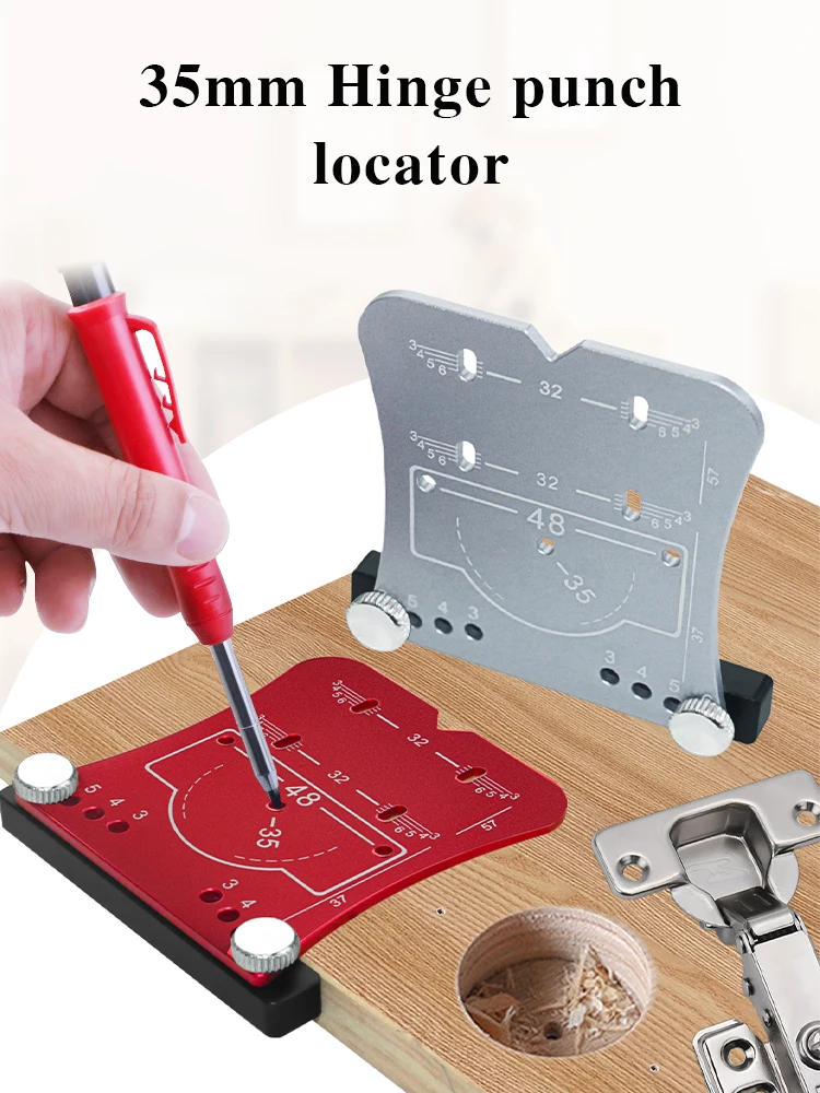 35mm Hinge punch locator Hinge Boring Jig Adjustable Margin Marker Positioning Plate Hinge Drilling Jig Guide Hinge opening aid