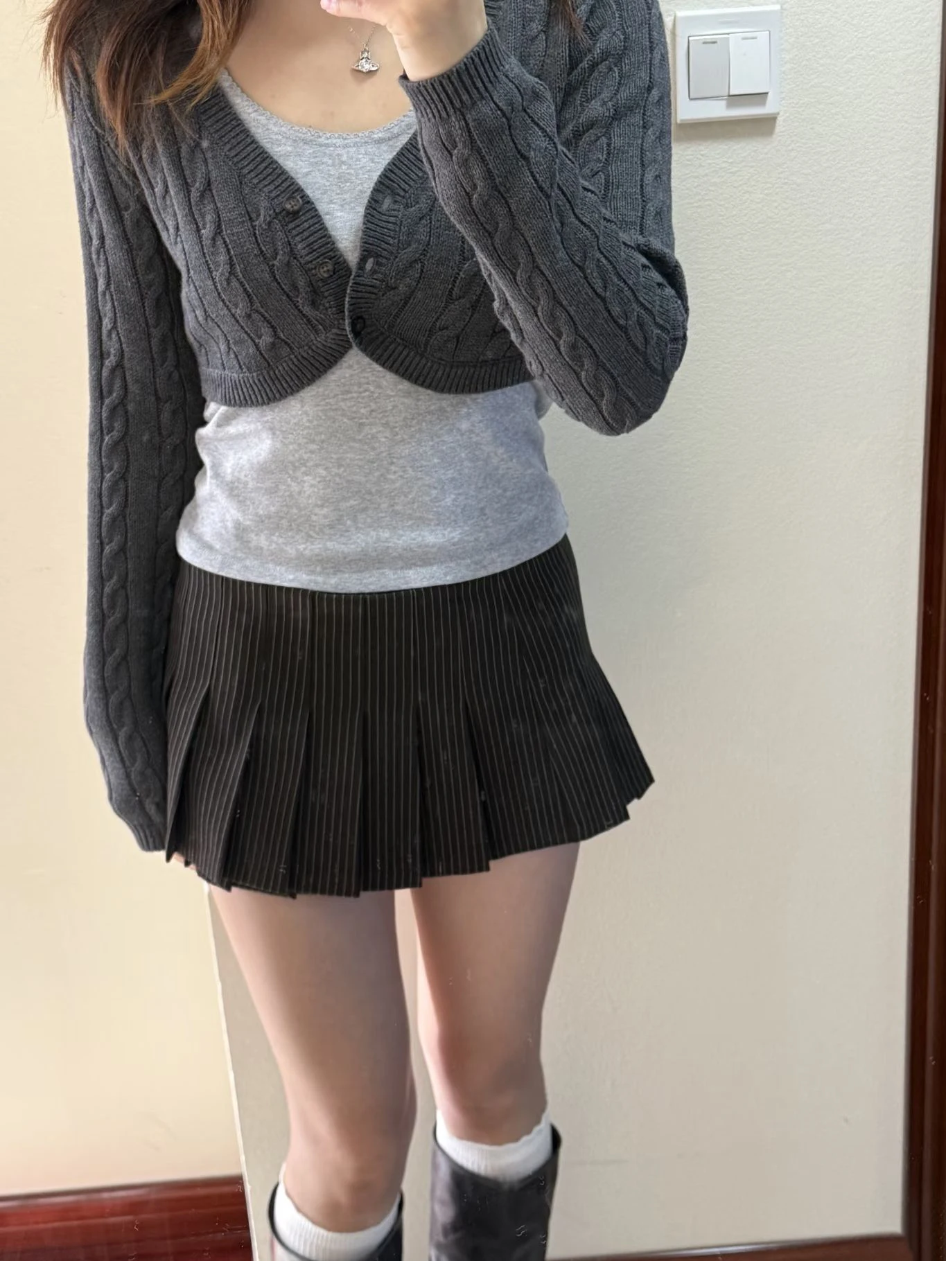 Spódniczki mini w paski kawowe, plisowane, damskie, wiosenne, z niskim stanem, w kształcie litery A, bawełniane, krótkie faldas, damskie, w stylu vintage preppy, nowe.