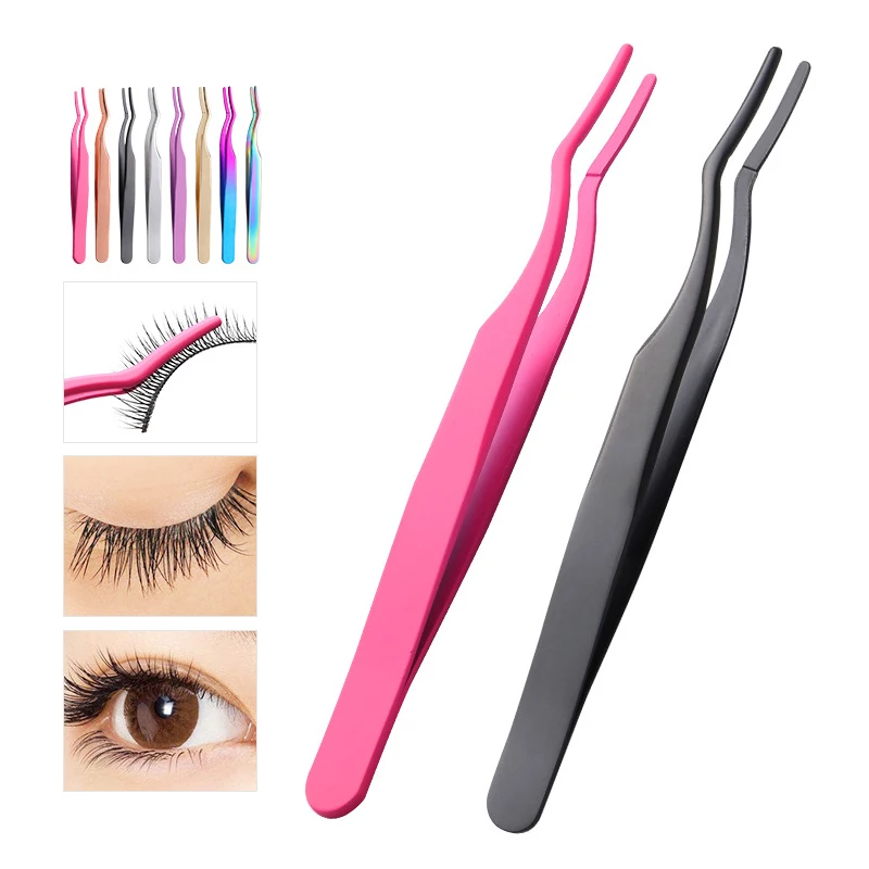 YGirlash 5Pcs Stainless Steel Various Colored Lash Applicator Makeup Tools Private Logo High Quality Clip Eyelash Tweezers