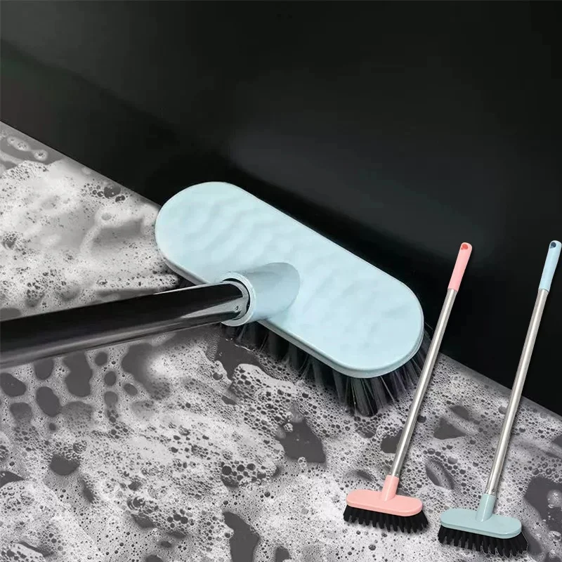 Floor Scrub Brush with Long Handle, Stiff Bristles Deck Brush, Multi-Purpose Heavy Duty Hardwood Floor Scrubber, Cleaning