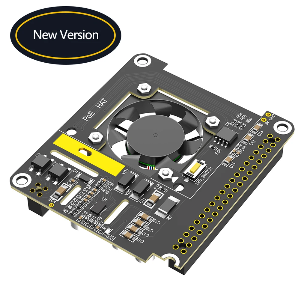 

Pi 5 PoE HAT Board for Raspberry Pi 5 with Cooling Fan/Computer Module 5 Power Over Ethernet HAT for Pi 5 /CM5 5V 5A 25W