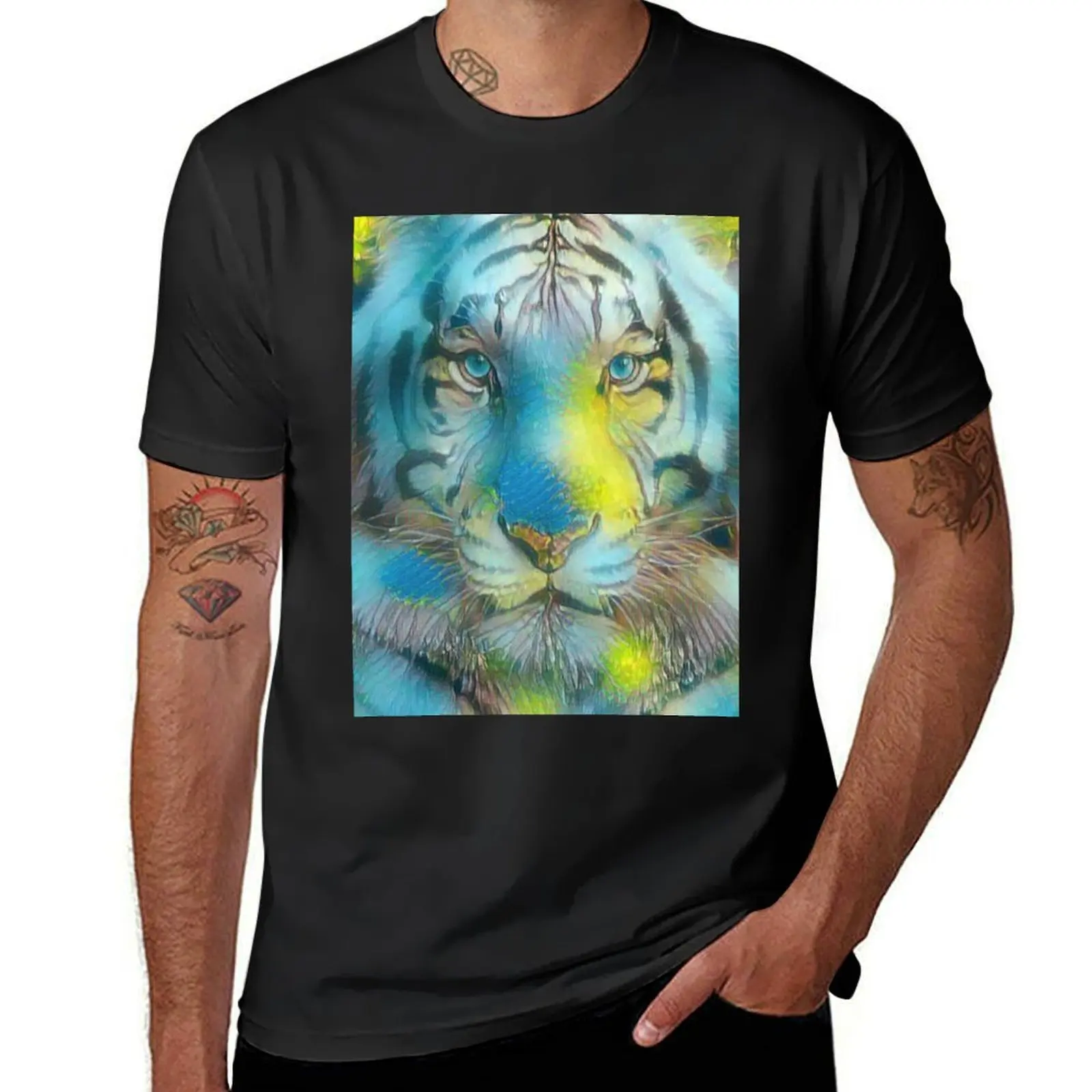 

Colourful Tiger T-shirt aesthetic clothes Aesthetic clothing mens workout shirts