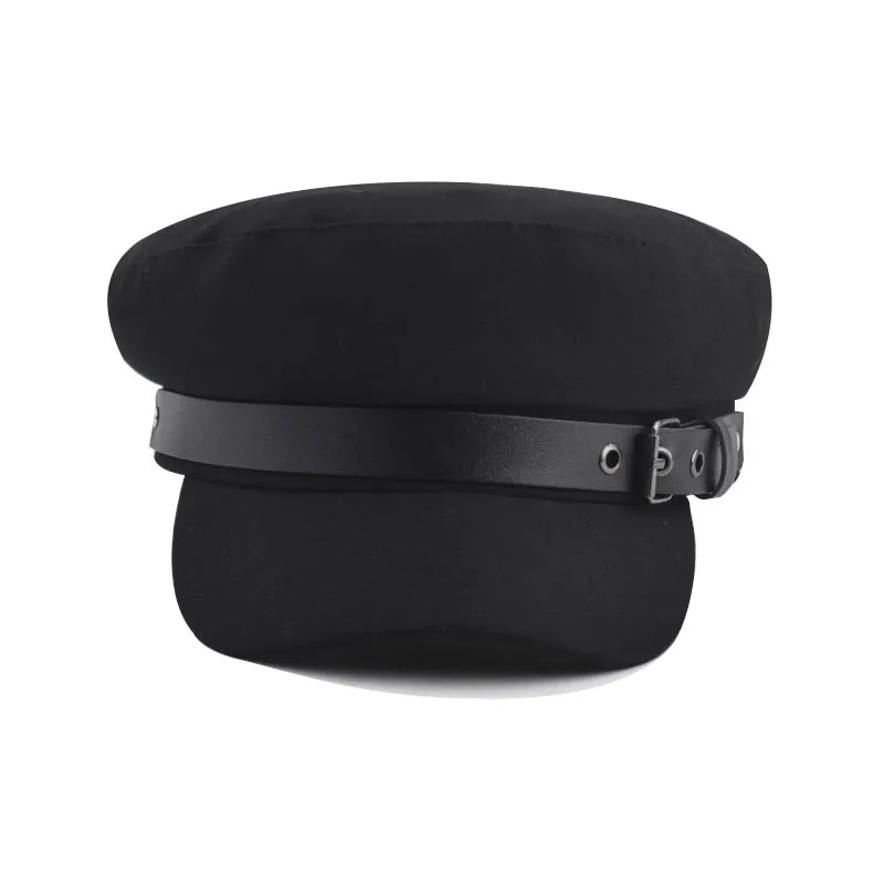 Autumn And Winter Vintage Women\'s Versatile Leisure Belt Buckle Flat Top Duck Hat Fashion Trend Beret Artist Octagonal Cap C69