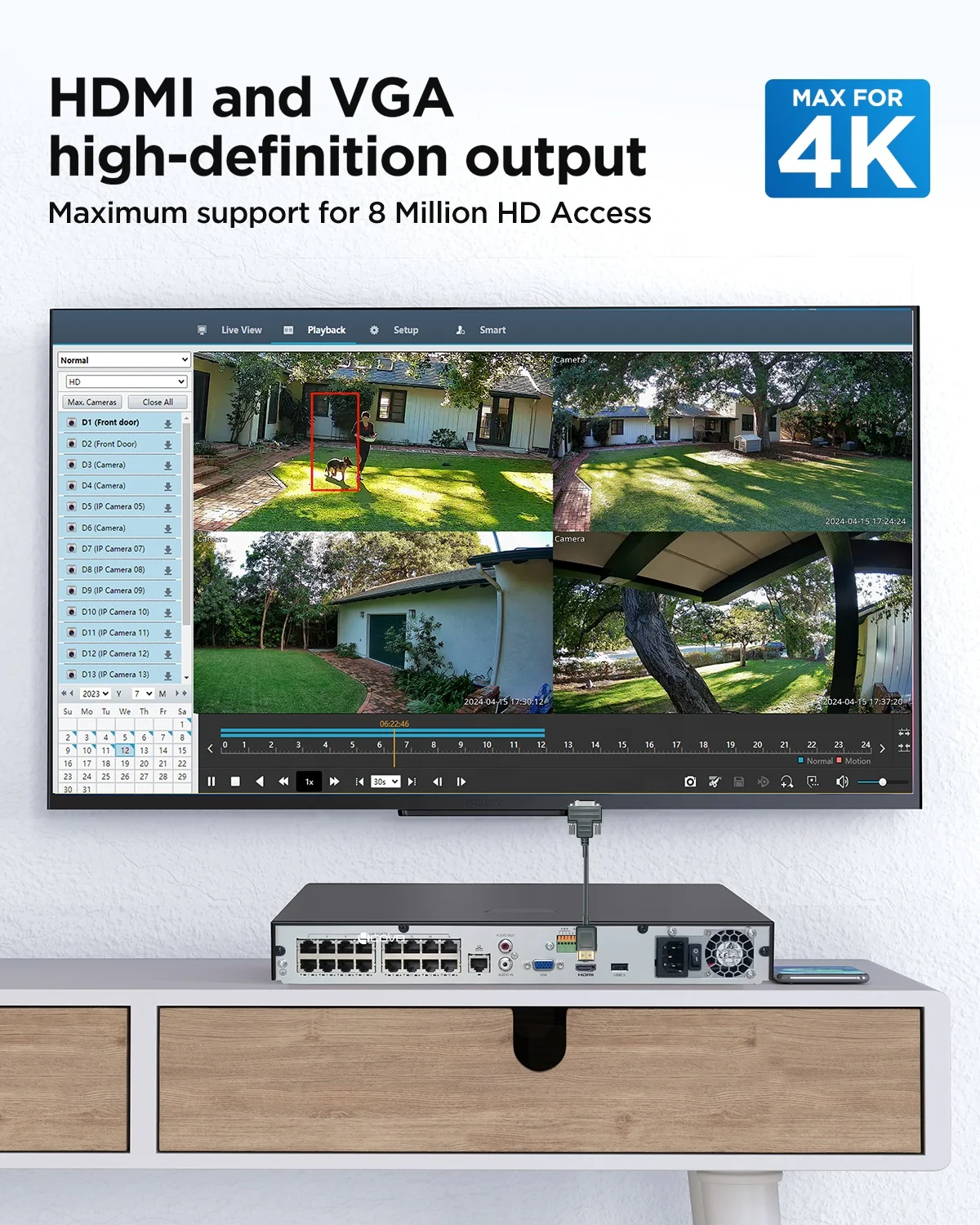Grabador de vídeo en red 4COVR, 16 canales, 4K, H.265, 5MP/6MP/8MP/12MP, entrada de cámara IP, 16 canales, 4K, NVR POE, 2 puertos SATA, grabación de 20TB