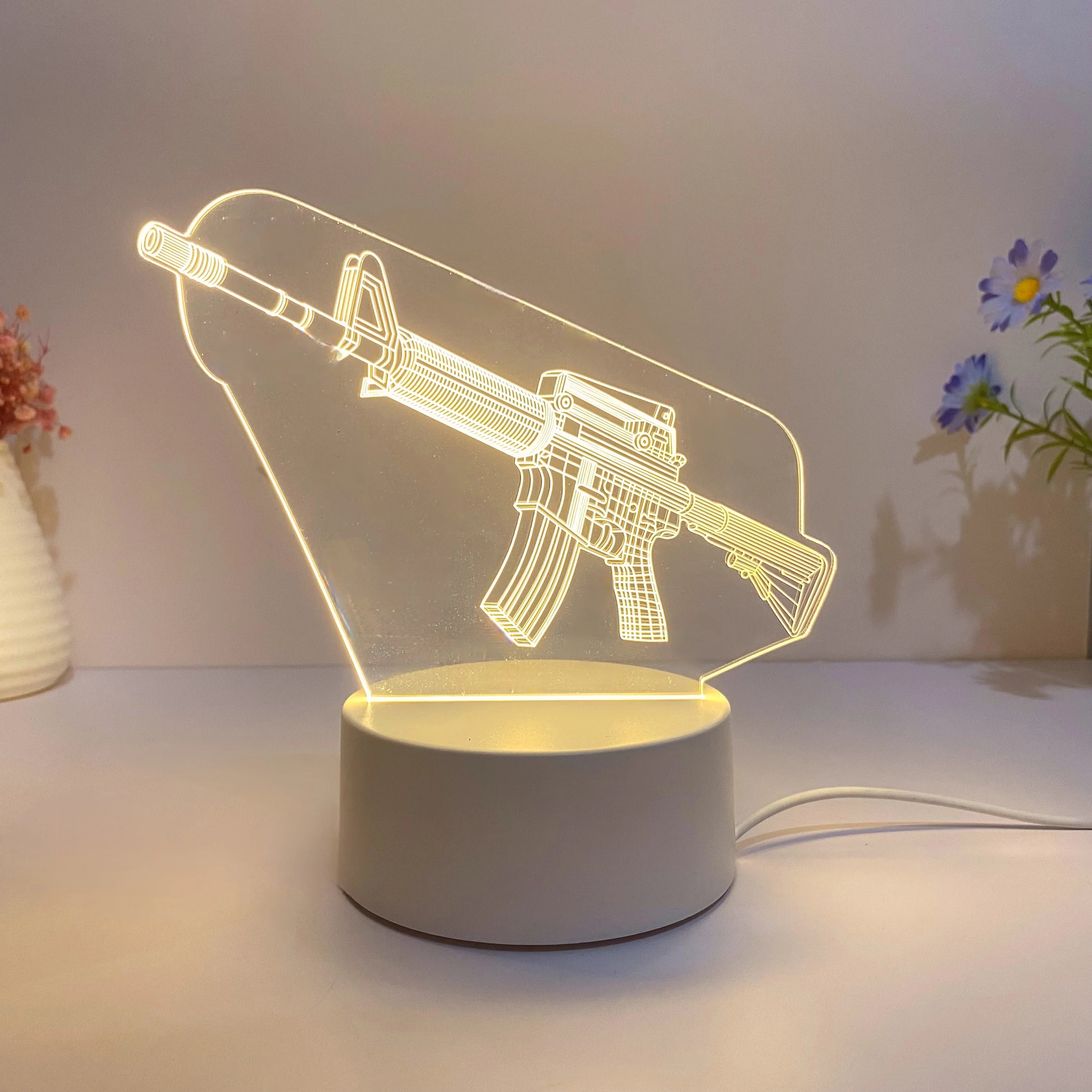 기관총 야간 조명, 게임 플레이어 컬렉션 테이블 조명, 머리맡 장식 조명, 친구용 휴일 테이블 조명, 1 개