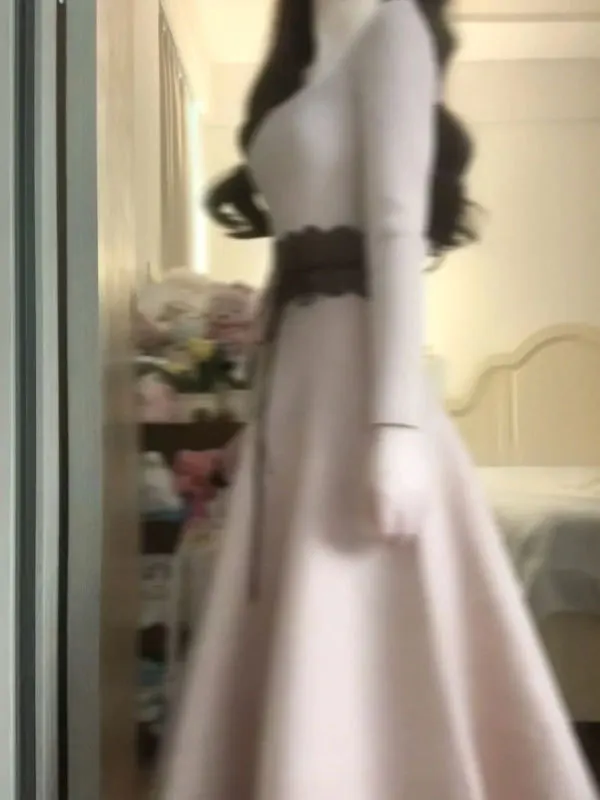 

Мягкая вязаная пышная юбка-миди с высокой талией, утягивающая, с длинными рукавами, повседневная, из хлопка, для делового стиля