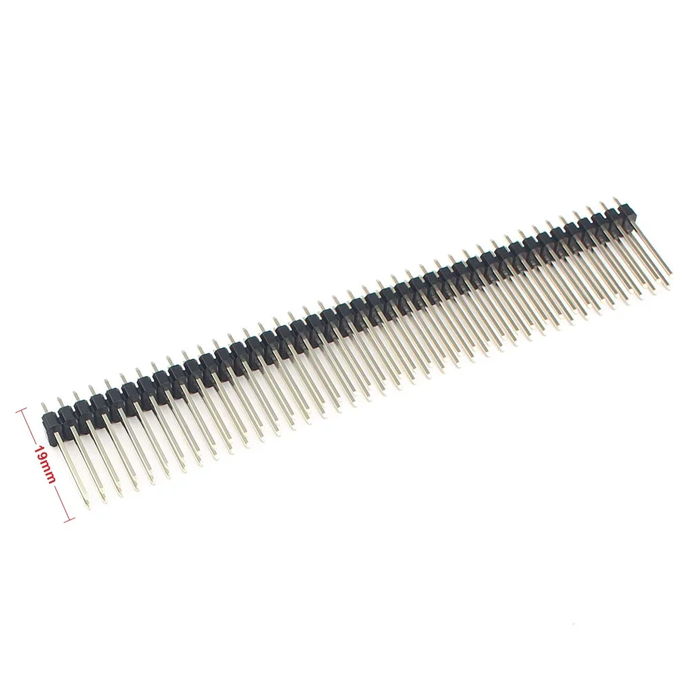 50pcs Length 19mm 2.54mm Pitch 2x40 80 Pin Header Strip Socket Connector Male 80P Needle Straight Double Row