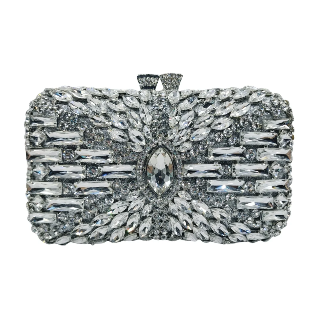 Diamond-encrusted Dinner Bag Banquet Empty Metal Hard Box Full Of Diamonds Women's Bag Rhinestone Pochette Elegante Da Cerimonia