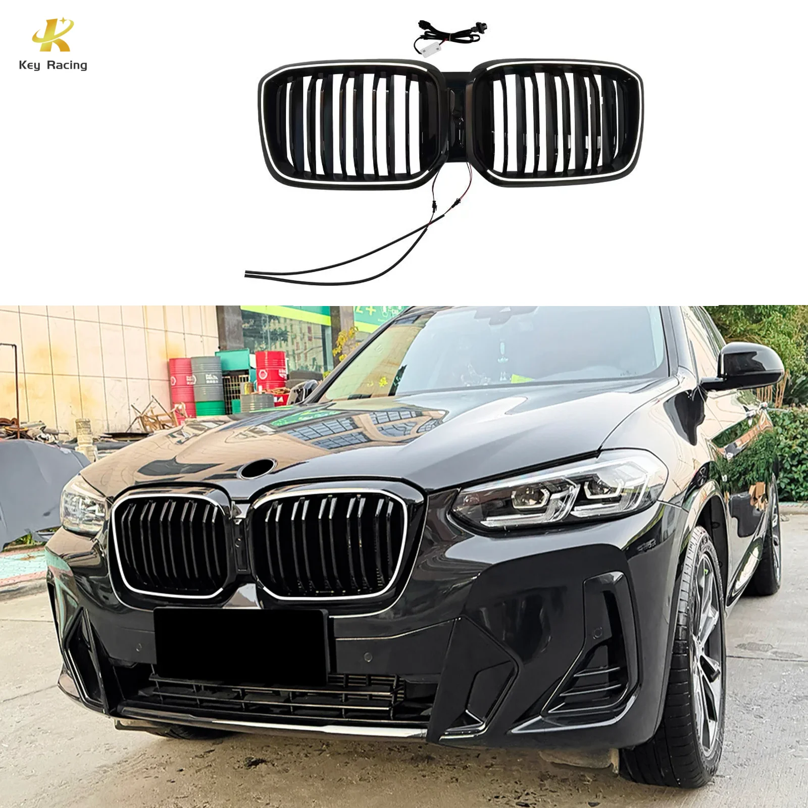 

Решетка переднего бампера для BMW X3 G01 X4 G02 2022-2024, решетка воздухозаборника с подсветкой