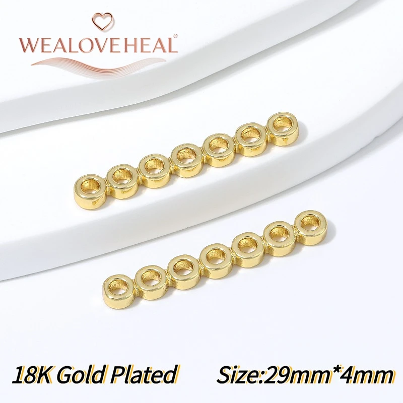 18K vergoldete Messing-Flachperlenverbinder mit mehreren Löchern, 2-10 Loch-Optionen, DIY-Zubehör für mehrsträngige Halsketten und Armbänder. – Detail 30