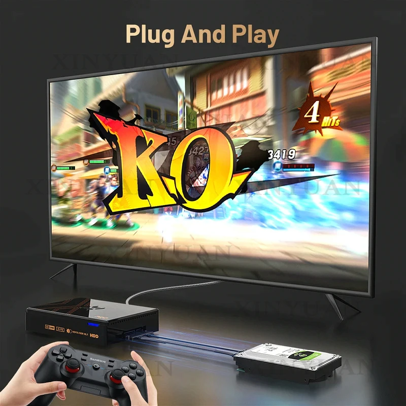 Game Console, Retro Plug and Play TV Box with T3 320G Android 12 System Supporting PS2 WII N64 SS DC Emulators