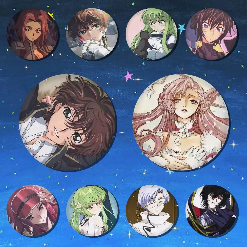 A-Code Geass Snap-in Pins Cartoon Character Round Creative Brooches For Backpack Accessories Jewelry Gifts