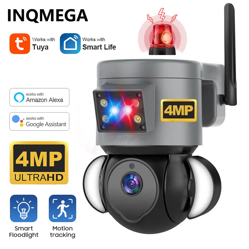 

INQMEGA Wireless WIFI Security IP Camera Tuya Smart Audio CCTV Surveillance Outdoor 4X Zoom Night Full Color H.265 Camera P2P