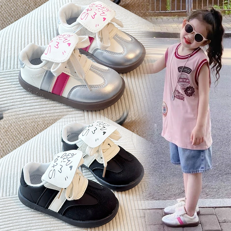 

Baby Walking Shoes Princess Style Soft Bottom Kids Casual Shoes Toes Capped 2025 Autumn New Girls Skate Shoes Striped Size 16-25