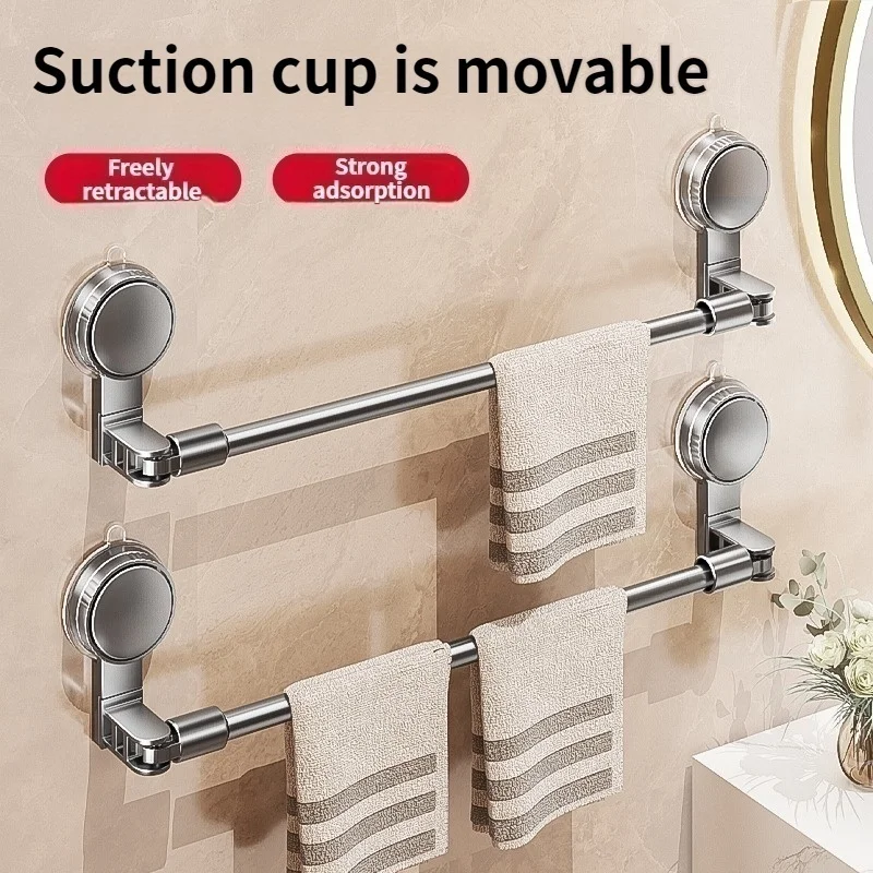 

Telescopic Rod Bathroom Suction Cup Type Hook Clothes Drying Rack Laundry Room Bathroom Telescopic Rod Kitchen Storage