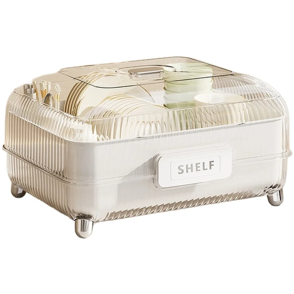 

1 Pcs Bowl And Cutlery Storage Box Bowl And Chopstick Storage Box With Dust Cover Detachable Drip Board Kitchen Storage