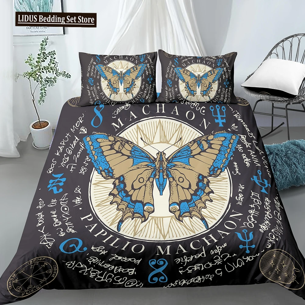 

Moth Butterfly Moon Duvet Cover Set Divination Style Comforter Cover With Pillowcase King Queen Size For Teen Adults Bedding Set