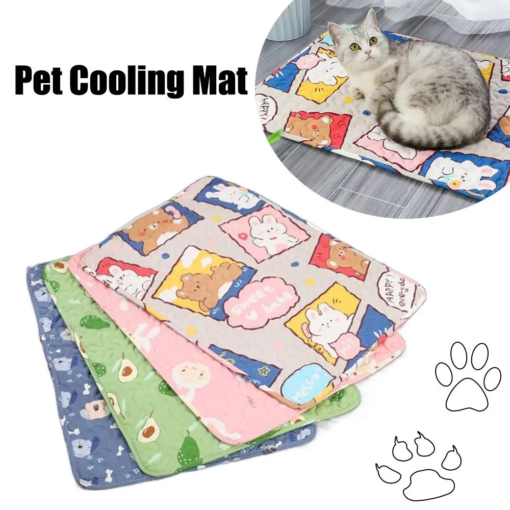 Washable Dog Cooling Mat Cute Pet Ice Pad Blanket Summer Pad Dog Cat Sleeping Pad Breathable Pet Cold Bed Pet