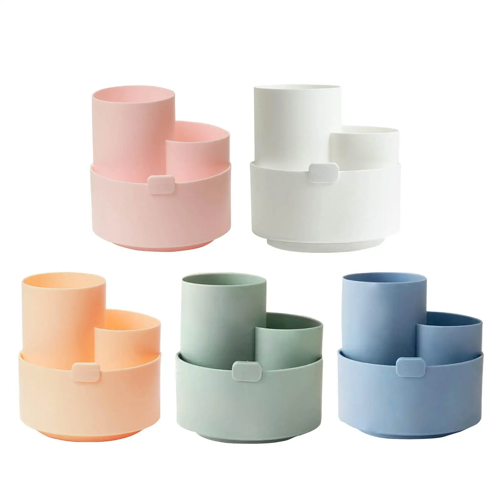 حامل قلم لطيف قابل للدوران 3 فتحات كوب رصاص رف دوار متعدد الأغراض منظم قرطاسية سطح المكتب للمنزل صندوق تخزين دائري #2