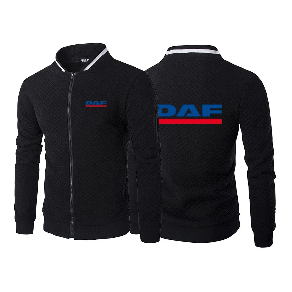 DAF Truck Logo 2024 New Men Print Spring and Autumn Fashion Solid Color High Quality Delicate Warm Casual Zipper Jacket Coat