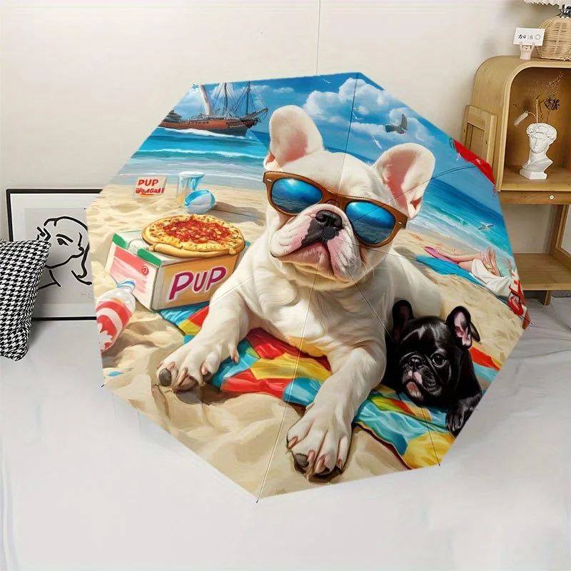 

Зонт с изображением милого бульдога, 20 дюймов, 8-спицевая прочная железная рама, идеально подходит для использования на открытом воздухе, для пляжа, путешествий, идеальный подарок на все четыре сезона.