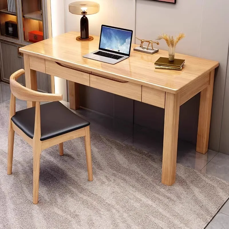 مكتب من الخشب الصلب للمنزل، مكتب كمبيوتر مكتبي بسيط وحديث، مكتب كتابة تعلم غرفة النوم