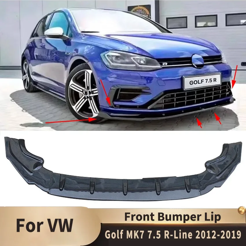 3Pcs Front Bumper Splitter for Volkawagen VK Golf MK7 Accessories MK7.5 R GTI GTD R-Line 2012-2019 Lip Spoiler Diffuser Body Kit