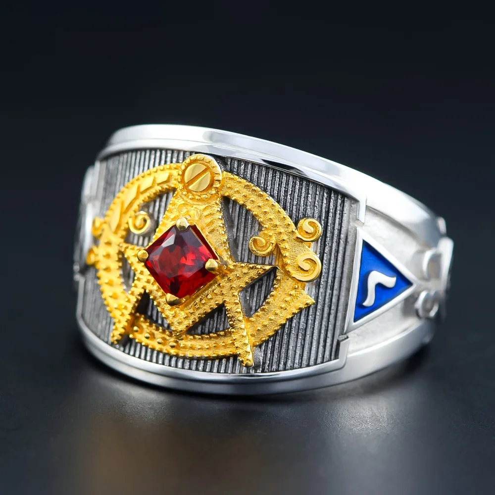 Freemason Masonic Knights Templar G Llluminati Sterling Silver Ring
