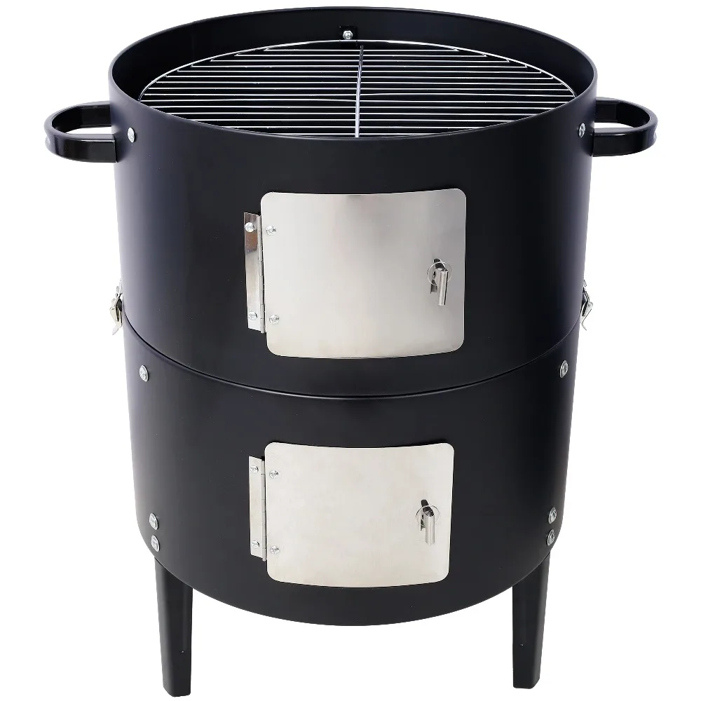 

Premium Dual-Door Steel Smoker Grill – 453 sq.in Cooking Space, Precision Thermometer & Adjustable Airflow