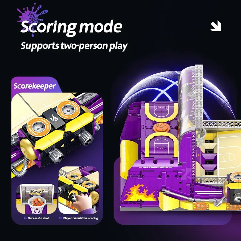 Em estoque xz009 técnica diversão máquina de jogo basquete blocos construção tijolos montagem modelo brinquedos para meninos conjuntos presente natal