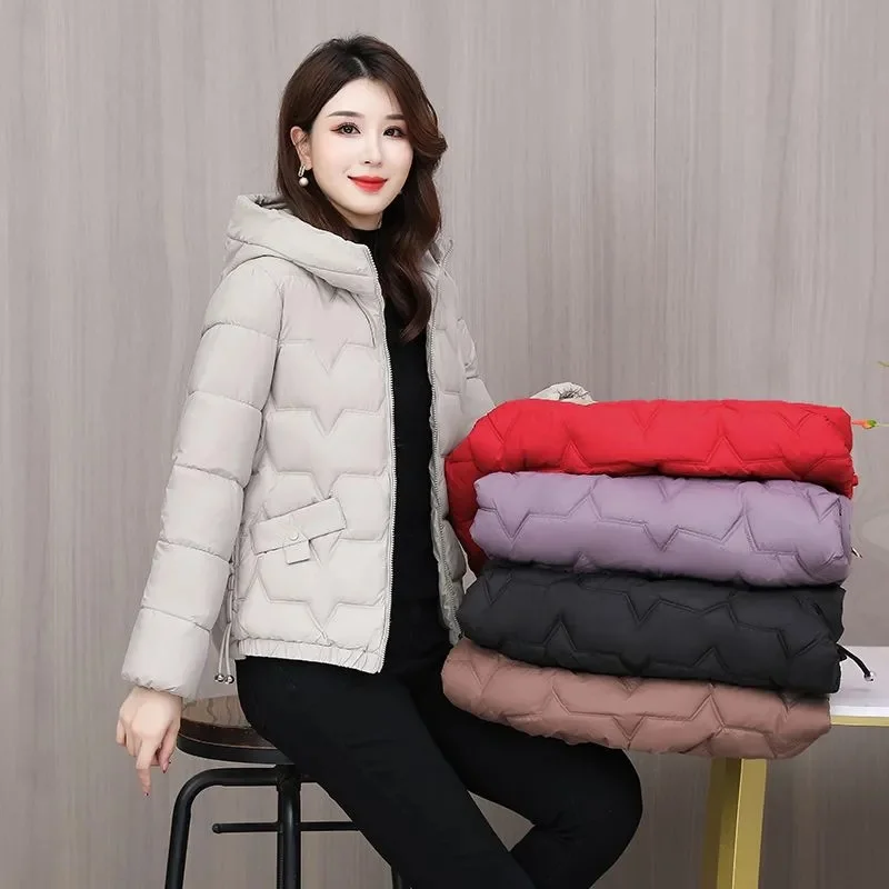 Warm Cotton Padded Coat Ladies 2025 Winter New Down Jacket Women Parkas Short Loose Cotton Jackets Hooded Outcoat Thick Overcoat