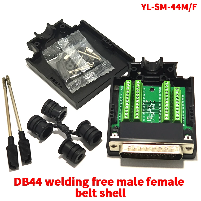 

HDB44 Solder Free Connector Joint Industrial 3 Rows 44Pin Male Female Pin Hole Plug DB44 Breakout Terminal Board Adapter
