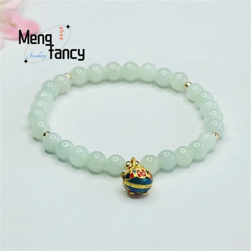 

Natural Burmese A-goods Jadeite Exquisite Elegant Simple High-grade Jade Round Beads Swallow Gold Beast Bracelet Fashion Jewelry