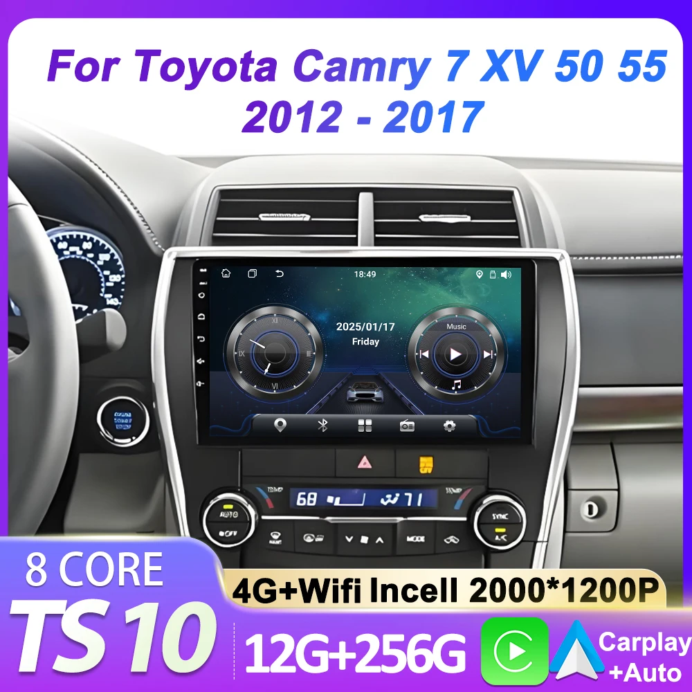 

Android Car Multimedia Player For Toyota Camry 7 XV 50 55 2012 - 2017 Intelligent Car Systems 8 Core Carplay 5G wifi No 2din DVD