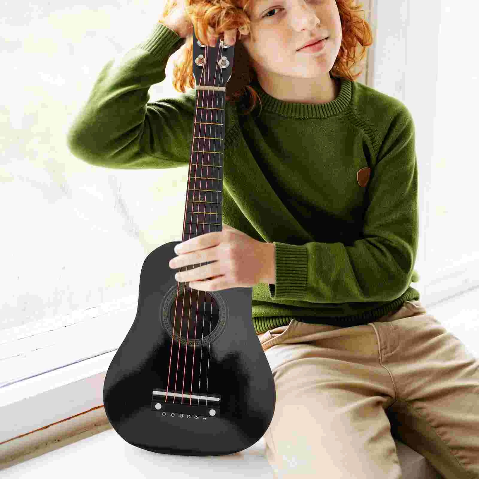 Inch Acoustic Guitar Small Size Portable Wooden Guitar for Children Kids (Red)