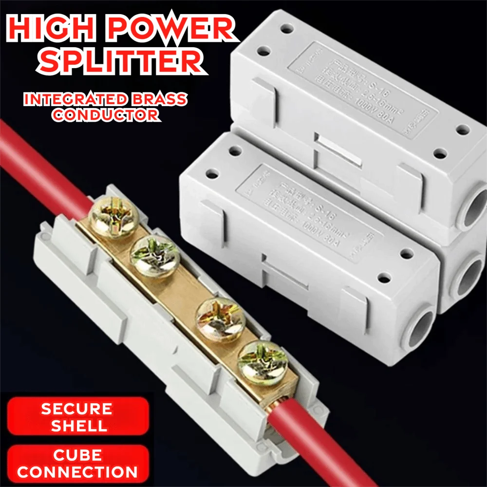New Spliceable High Power Splitter Brass Reusable Quick Terminal Block Wiring Connector Electrical