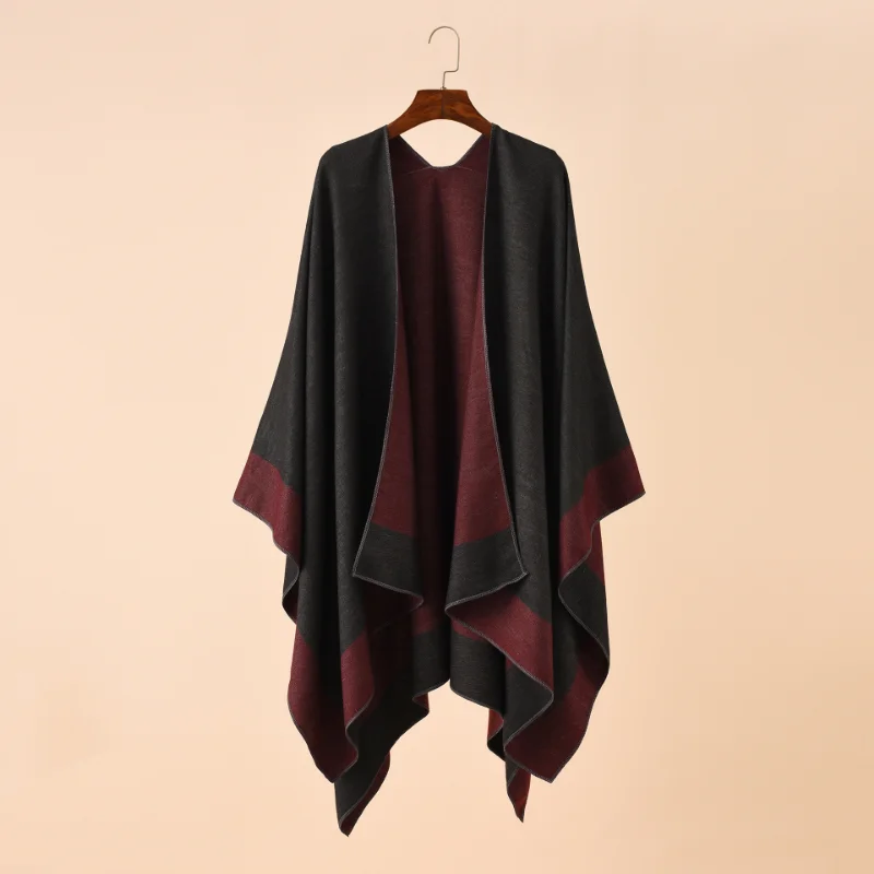 

2023 Spring Autumn Solid Color European American Travel Shopping New Women Warm Big Shawl Sunscreen Black Red Scarf New