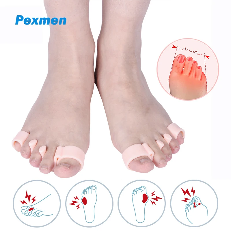 Pexmen 2Pcs Toe Separator Protector Toe Spacers to Correct Bunions and Restore Toes to Their Original Shape Bunion Corrector