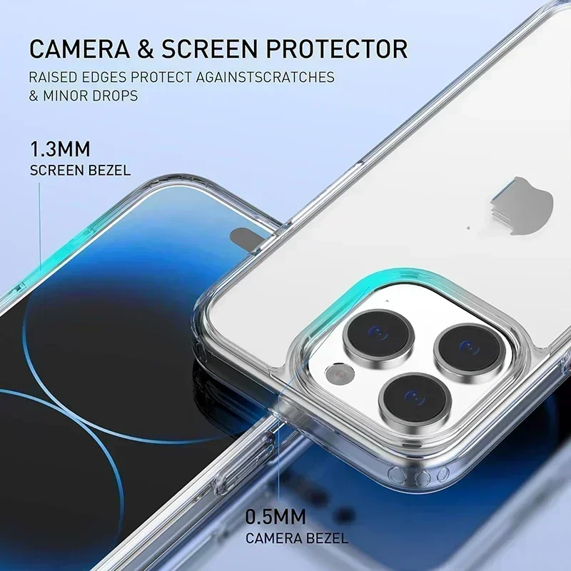 Capa de silicone transparente original para iPhone, estojo ultra fino luxuoso para iPhone 15 Pro Max, 14 Plus, 13, 12 Mini, 11 Pro Max