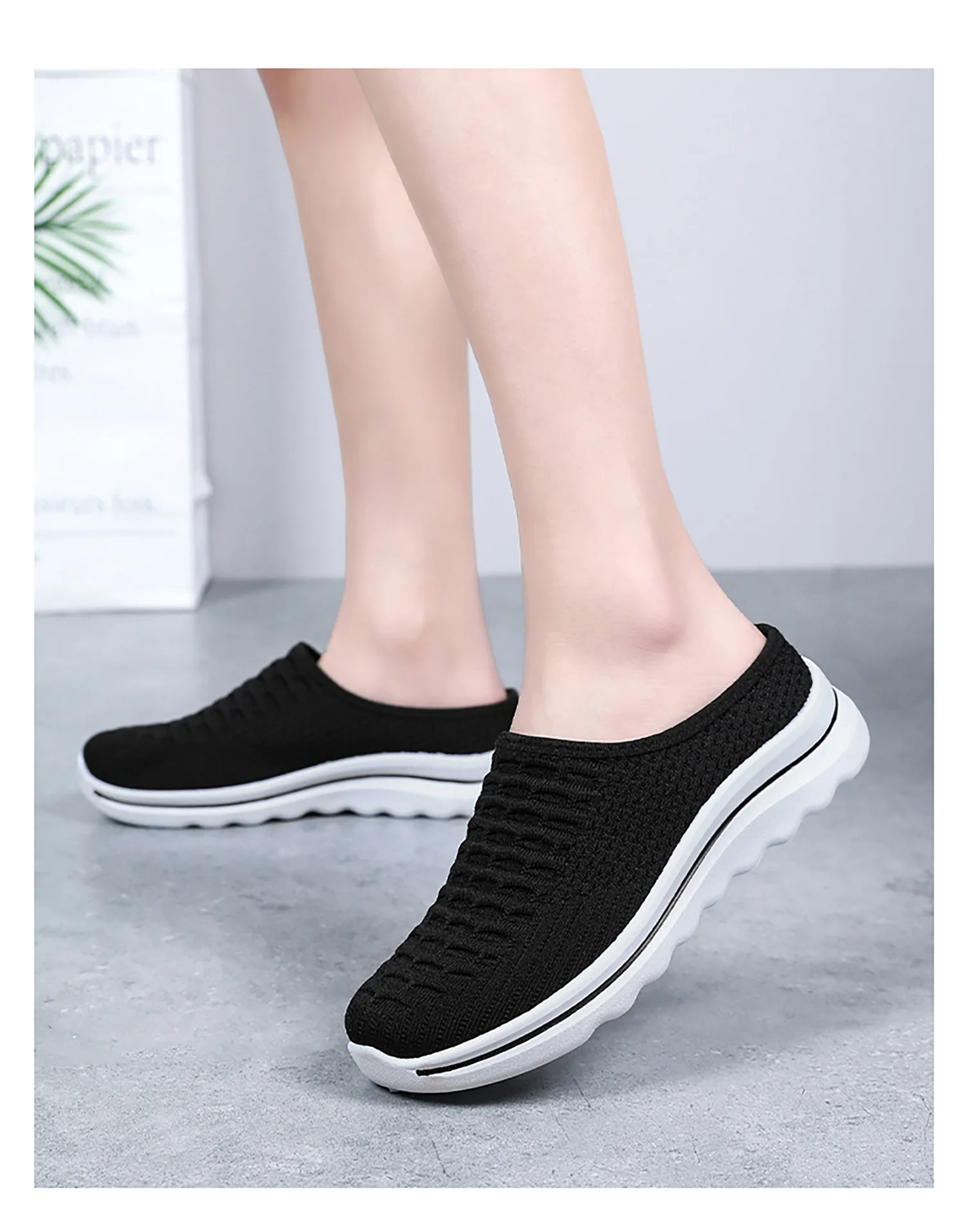 Übergrößen Damen Atmungsaktive Mesh-Pantoletten Slip-On Freizeitschuhe für Innen- und Außenbereich Tägliches Tragen – Detail 21
