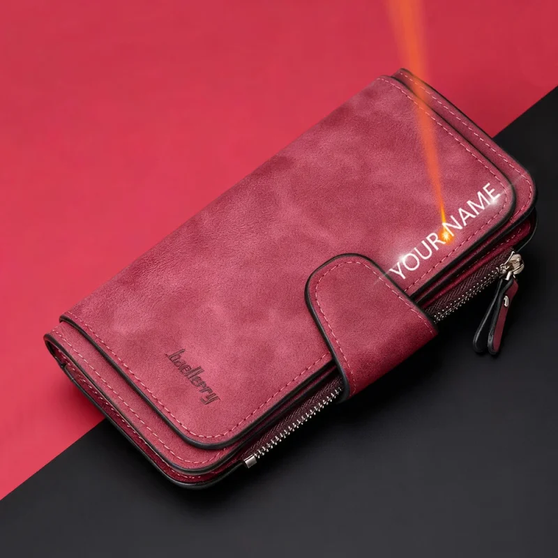 Baellerry High Quality Women's Wallet Name Engraving Card Clips Zipper Female Coin Purse Big Capacity Long Style Wallet for Girl