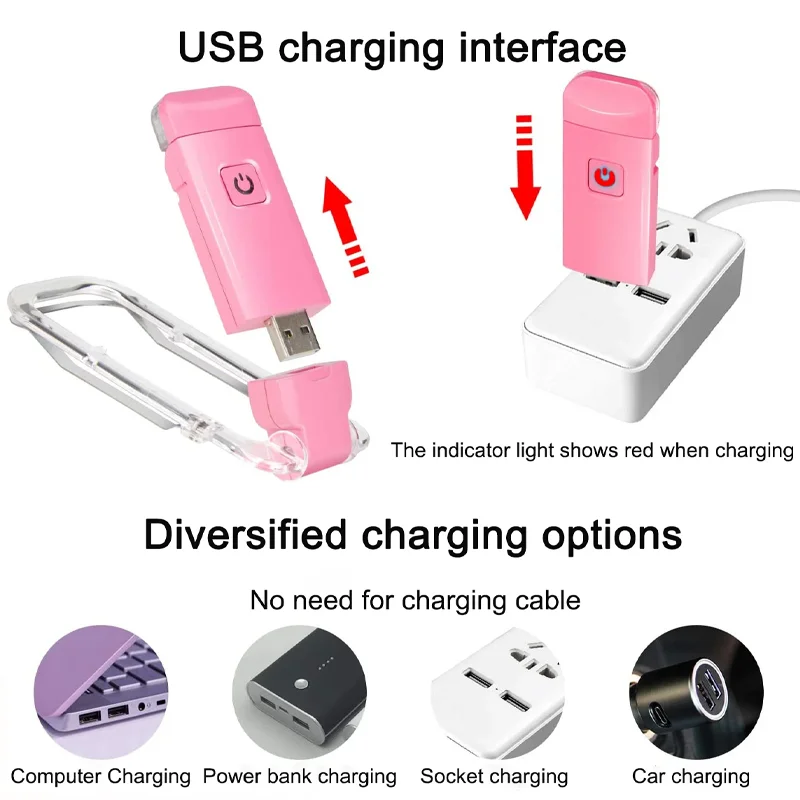 USB Rechargeable LED Book Light Portable Clip Desk Light 500mAh Bookmark Reading Light Adjustable Brightness 15 Gear Flashlamps