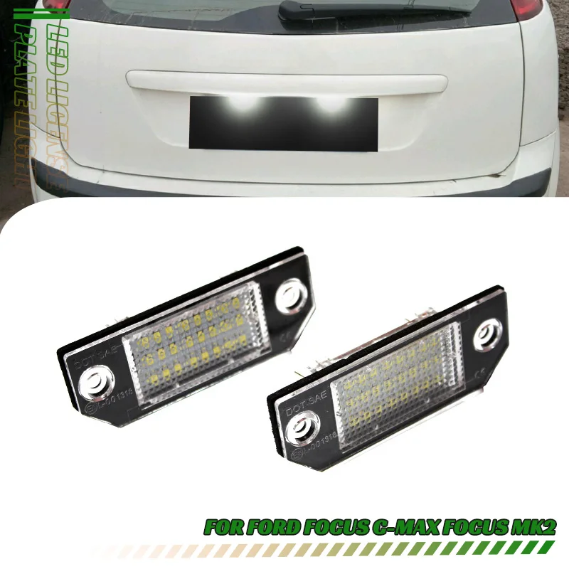 

2pcs For Ford LED Number Plate Light Ford Focus MK2 Ford Focus C-MAX LED License Plate Lamp Error Free 6000k White