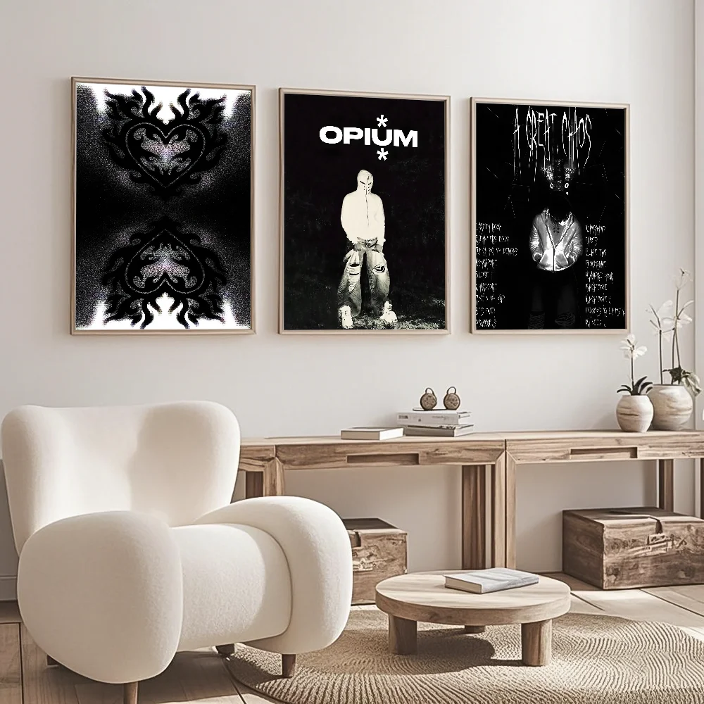K-Ken Carson Rapper A Great Chaos Poster Waterproof Wall Art Sticker For Living Room Vintage Room Decor High Quality Print Gift