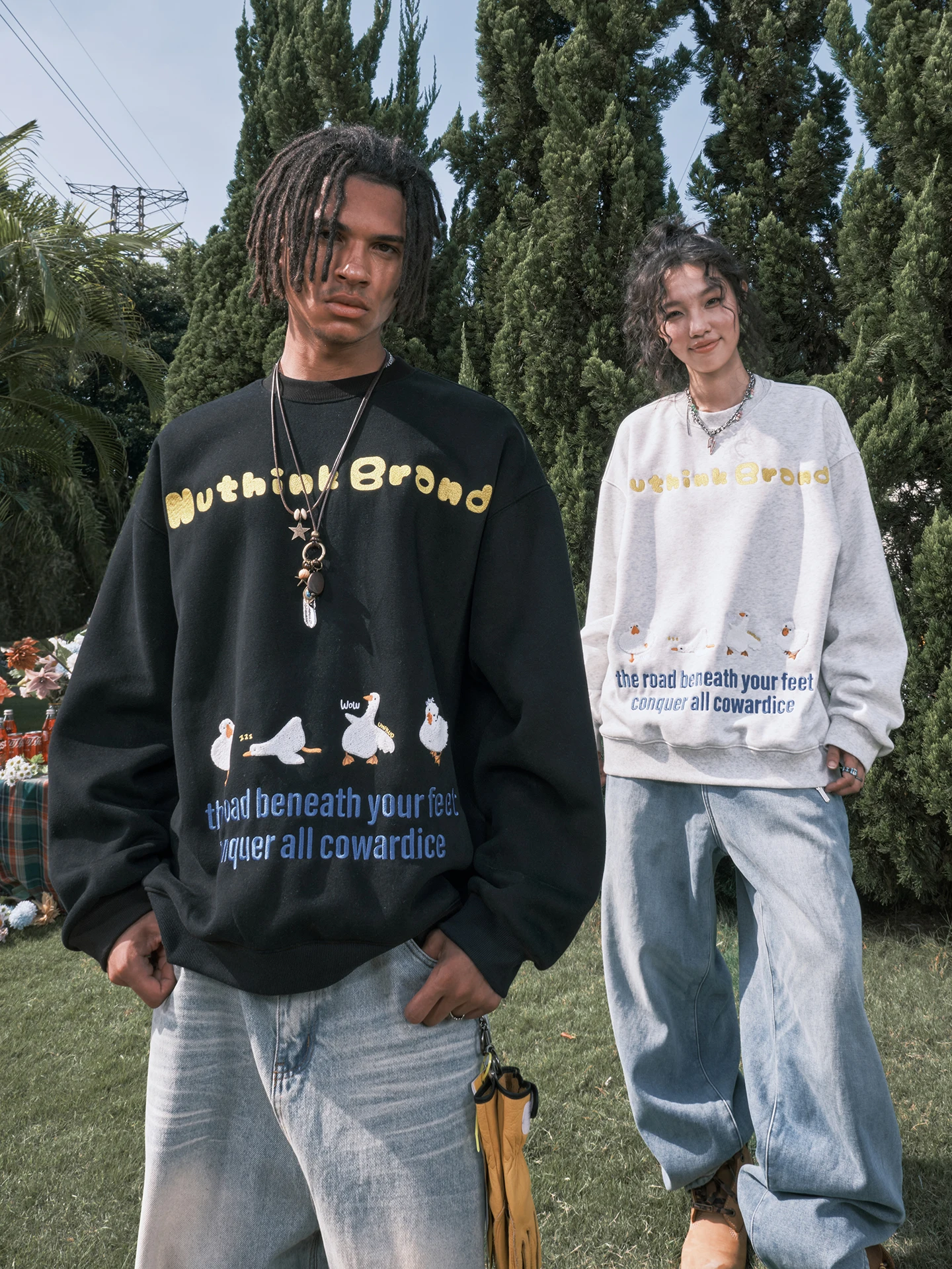 

Свитшот Nuthink в американском ретро-стиле с вышивкой, круглым вырезом, надписями, модный бренд, новинка весна 2026