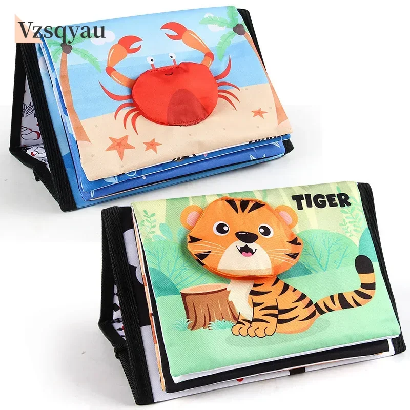 만화 동물 조기 교육 장난감 아기용 10페이지 천책 몬테소리 촉감 인형 부드러운 책상 달력 천책