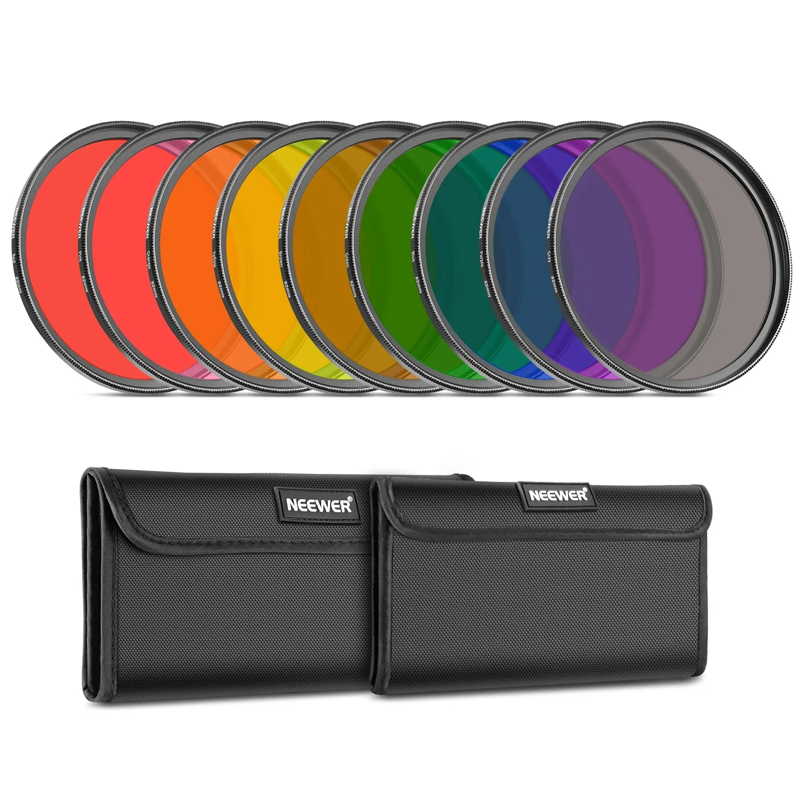 

NEEWER 9PCS Full Color Resin Lens Filter Set Camera Filters In Red Orange Blue Yellow Green Brown Purple Pink Gray