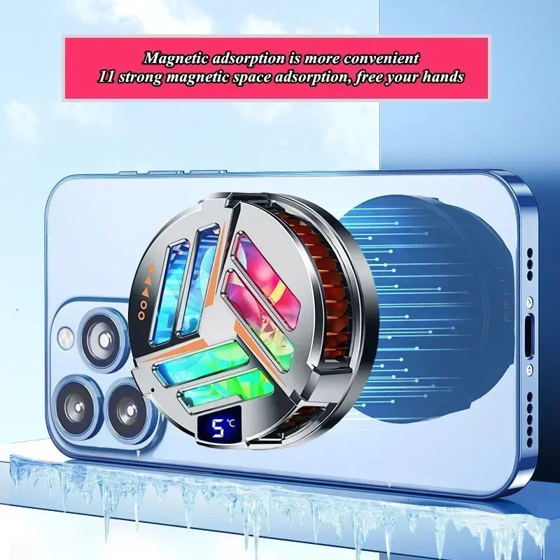 X25 Cell Phone Magnetic Semiconductor Radiator with Digital Display Wireless Charging Function Cooling Fan for PUBG Game Cooler