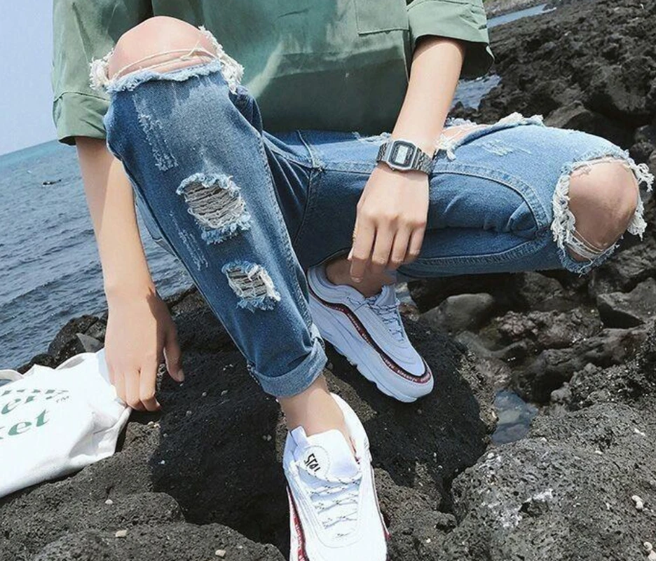 Street Clothing Wide Leg Jeans Men\'s Straight Feet Long Trousers Jeans Y2k Men’s Jeans Ripped Men Clothing Denim cargo pants