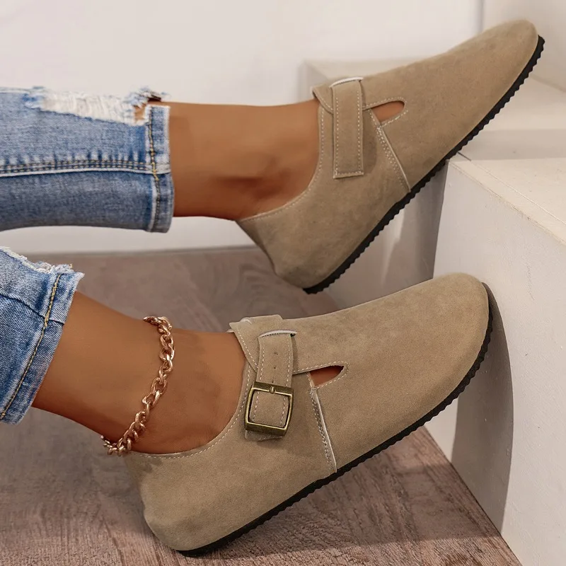 Cover Toe House Slippers Platform Shoes Loafers Slipers Women Slides Flock Med 2024 Flat Rubber Bonded Leather PU Basic
